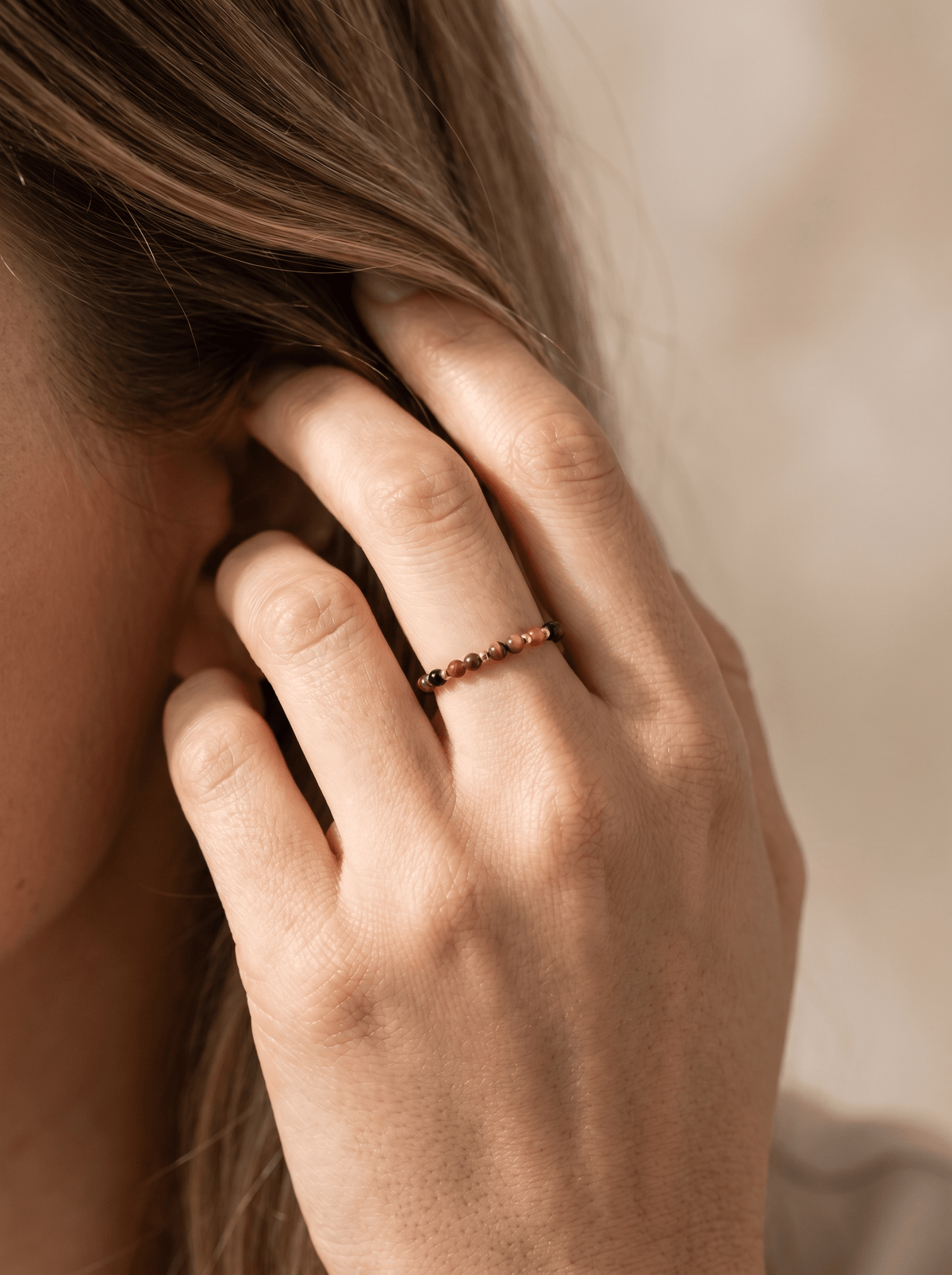 Bague Vitality - Obsidienne, Oeil de Tigre, Cornaline, Grenat & Jaspe Rouge - Joia Bijou
