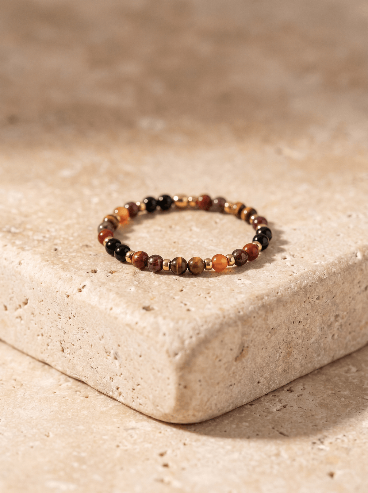 Bague Vitality - Obsidienne, Oeil de Tigre, Cornaline, Grenat & Jaspe Rouge - Joia Bijou