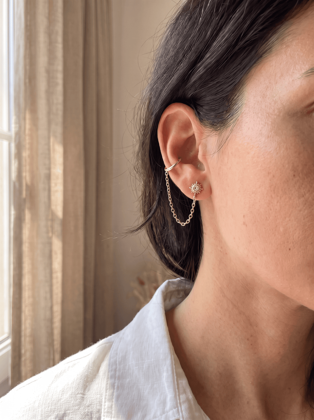 Bijou d’oreille Solstice avec ear cuff – Plaqué Or 750/000 ou Argent 925 - Joia Bijou