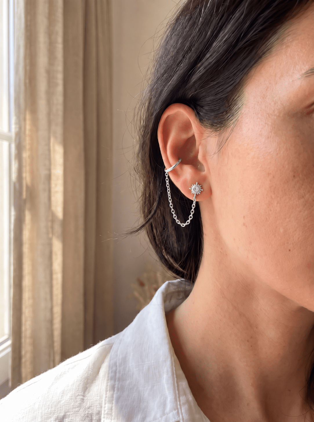 Bijou d’oreille Solstice avec ear cuff – Plaqué Or 750/000 ou Argent 925 - Joia Bijou