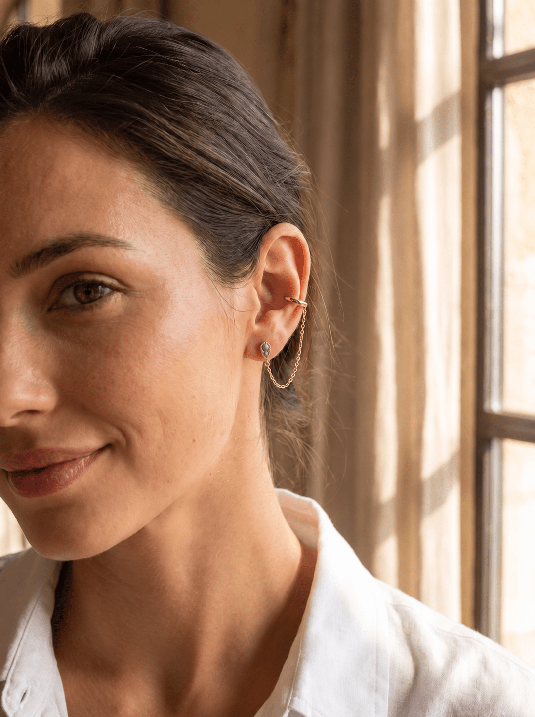 Bijou d’oreille Spike Blue – Plaqué Or 750/000 - Joia Bijou