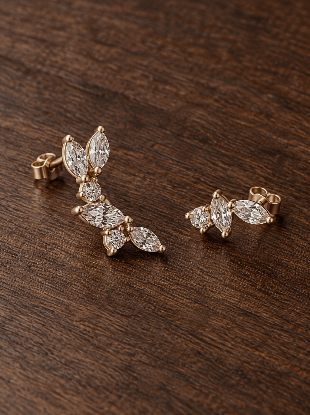 Boucles d’oreilles asymétriques Diana – Plaqué or ou Argent 925 - Joia Bijou
