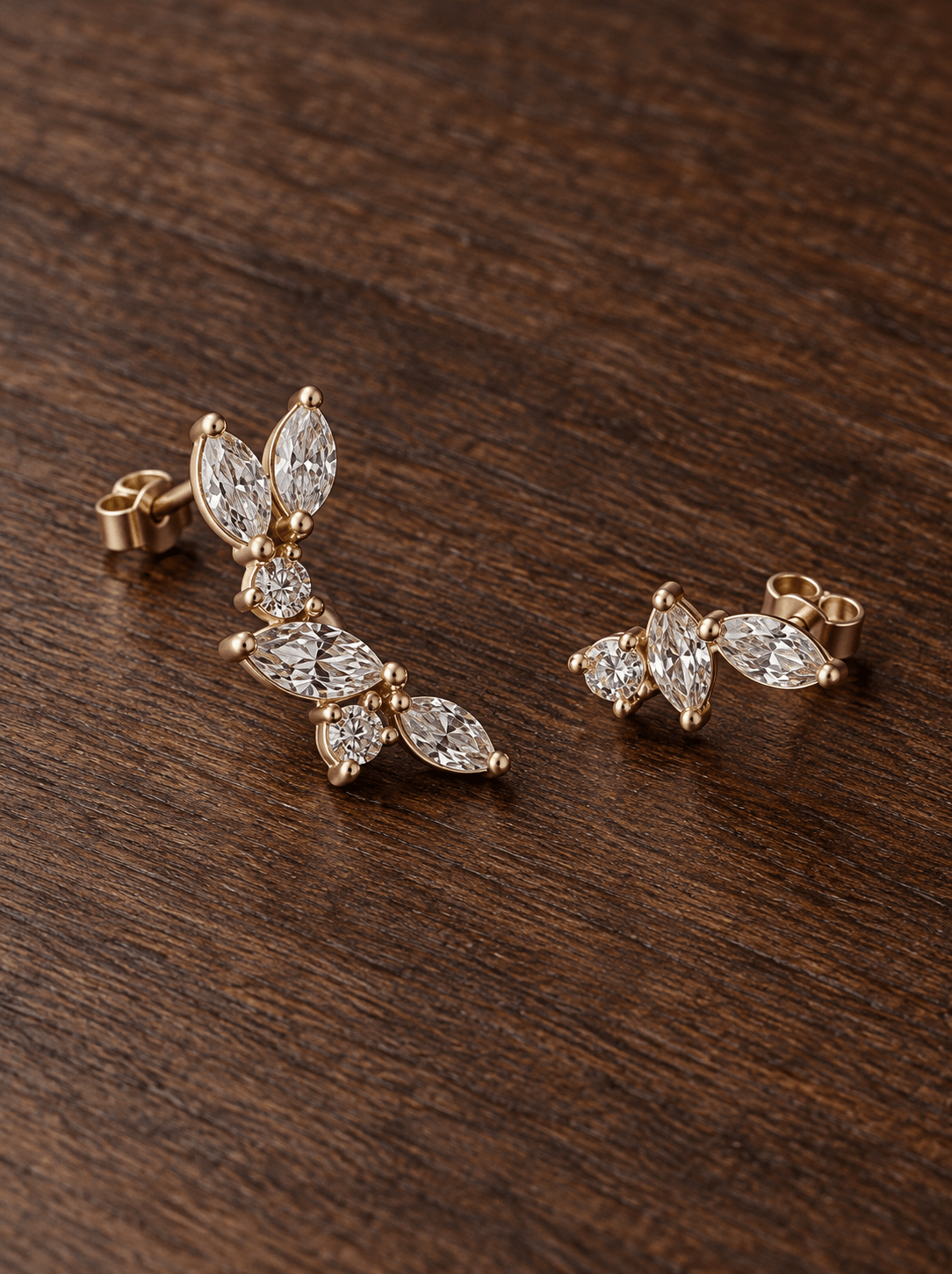 Boucles d’oreilles asymétriques Diana – Plaqué or ou Argent 925 - Joia Bijou