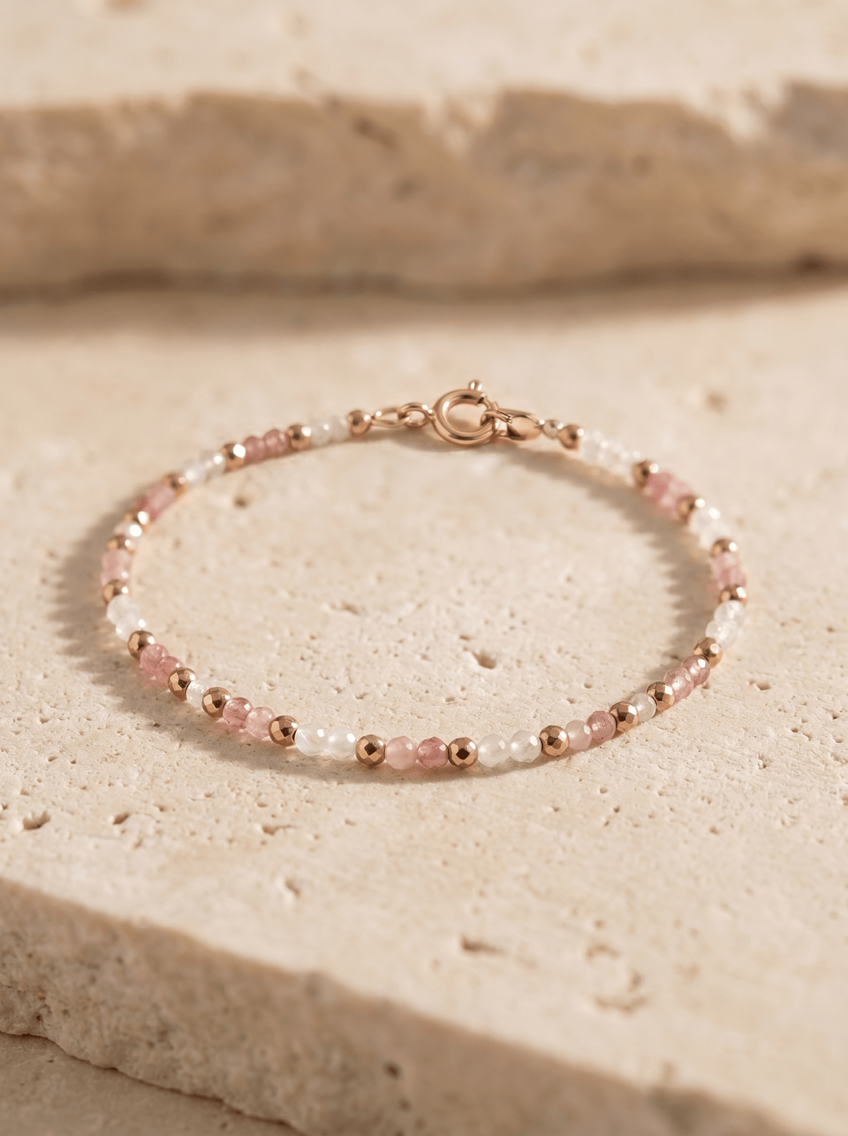 Bracelet Blush – Tourmaline rose & Pierre de Lune - Joia Bijou