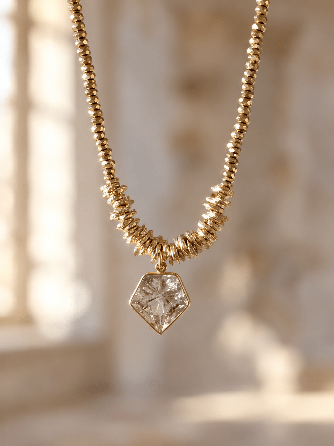 Collier Alix — Cristal de roche & hématites - Joia Bijou