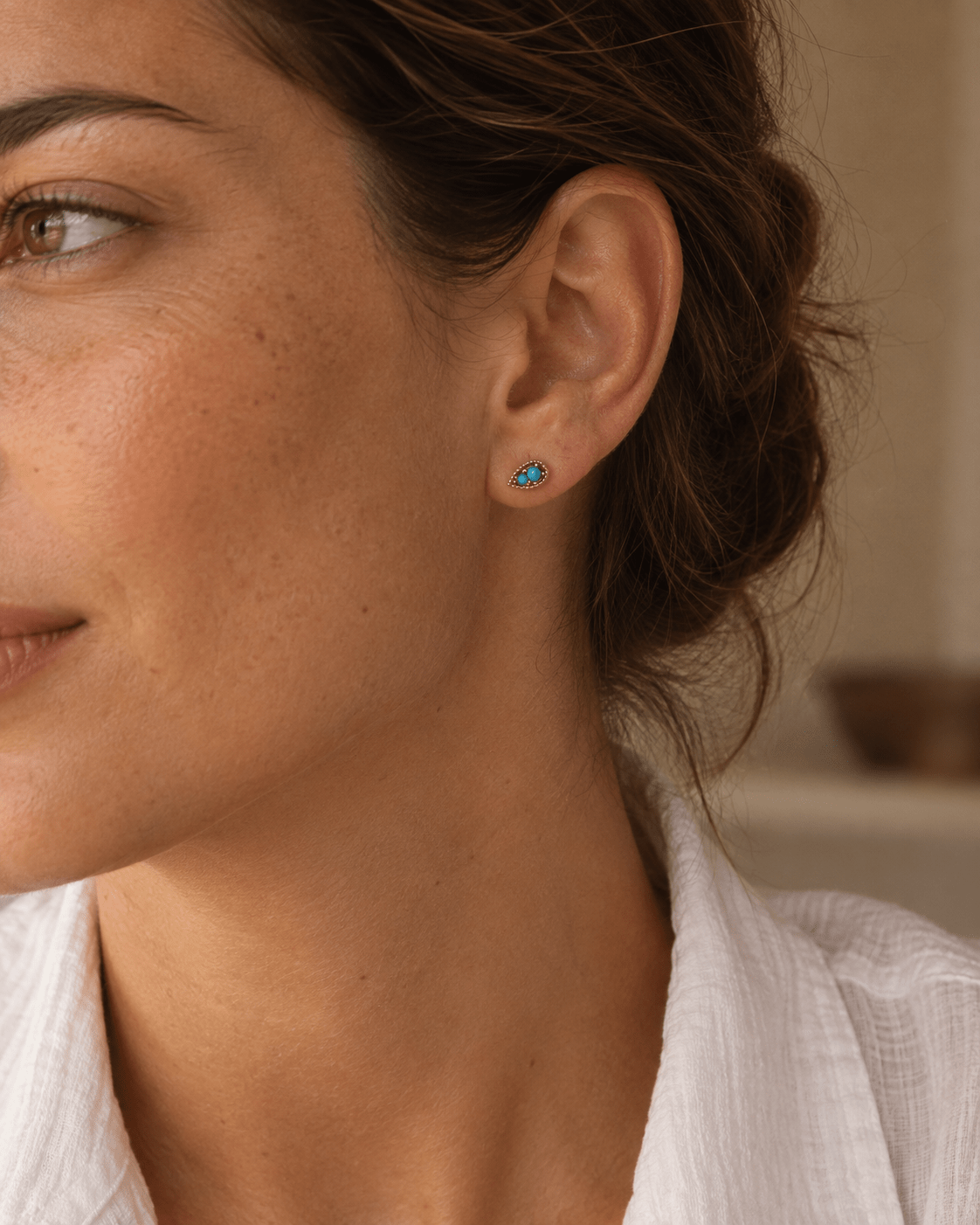 Puce d’Oreille Spike Blue – Plaqué Or 750/000 - Joia Bijou
