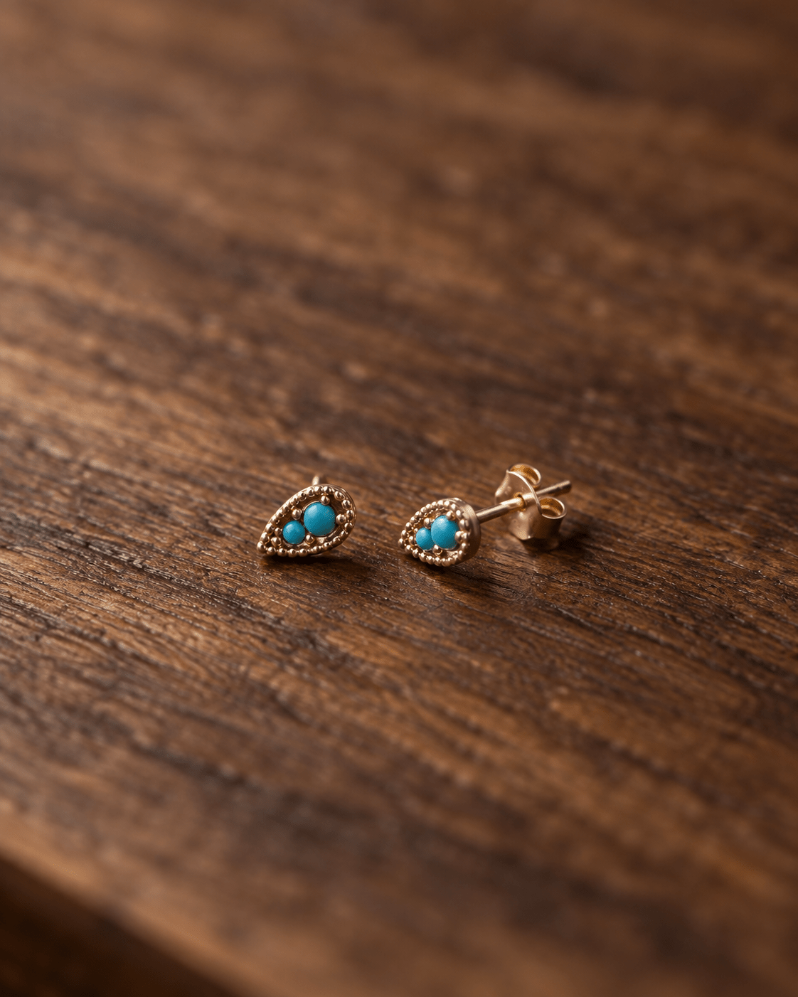 Puce d’Oreille Spike Blue – Plaqué Or 750/000 - Joia Bijou